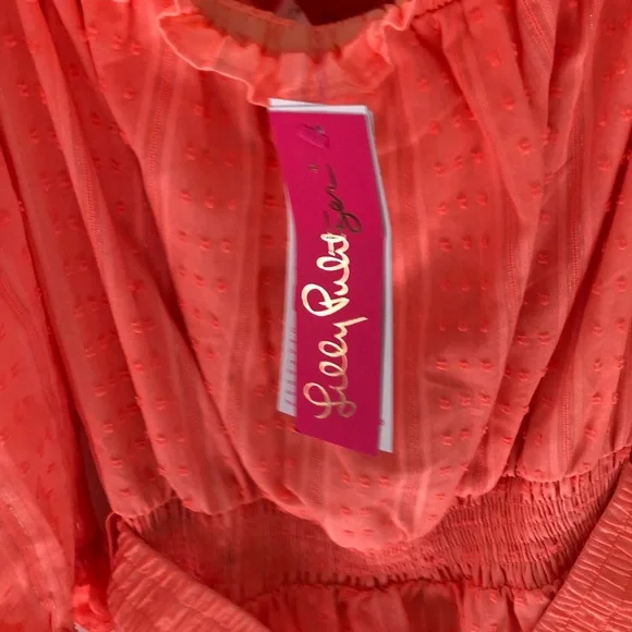 NWT Lilly Pulitzer Louisa Belted Off the Shoulder Mini Dress in Papaya Punch M - Picture 6 of 16